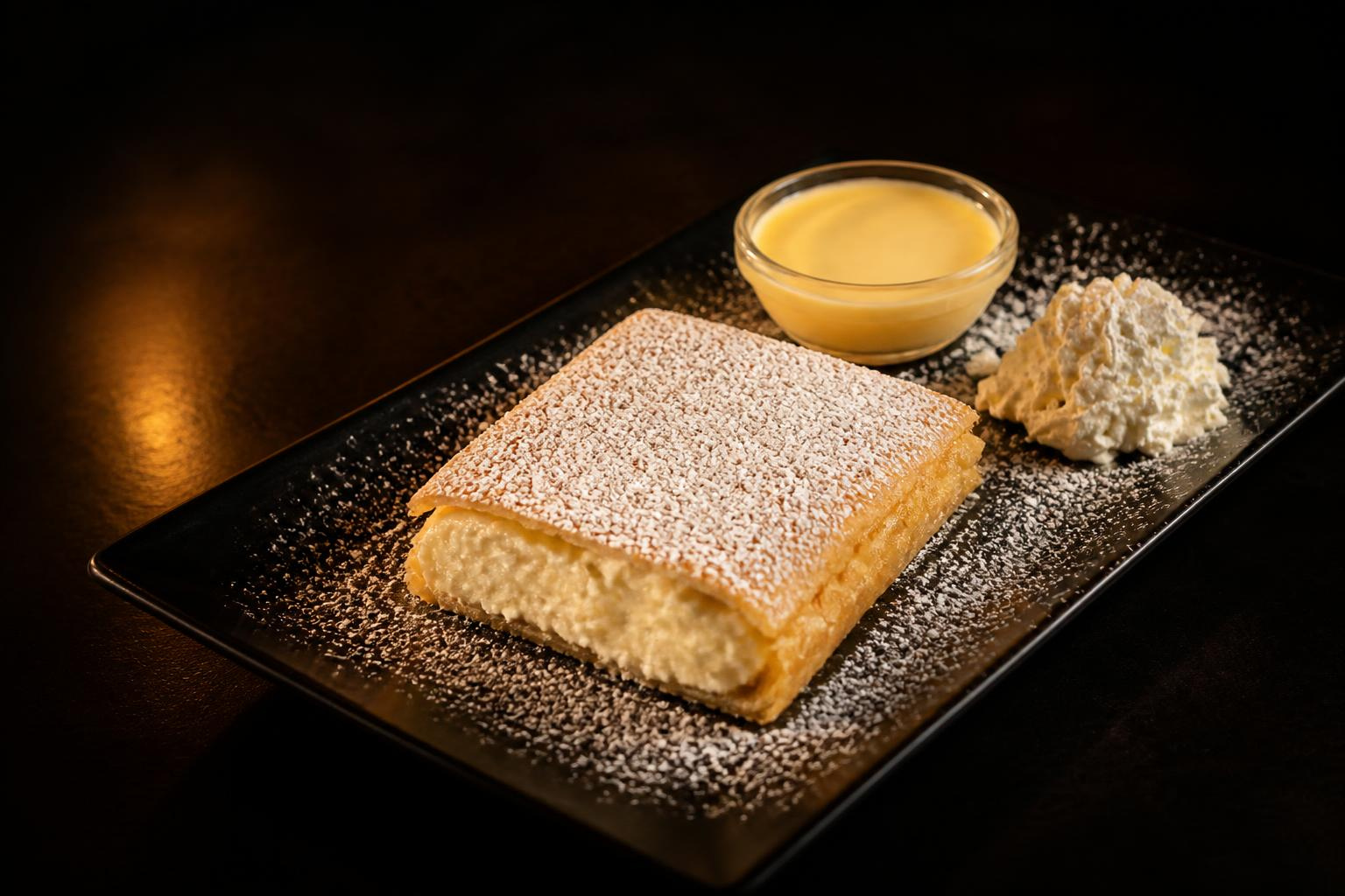 Quark (Curd Cheese) Strudel with Powdered Sugar